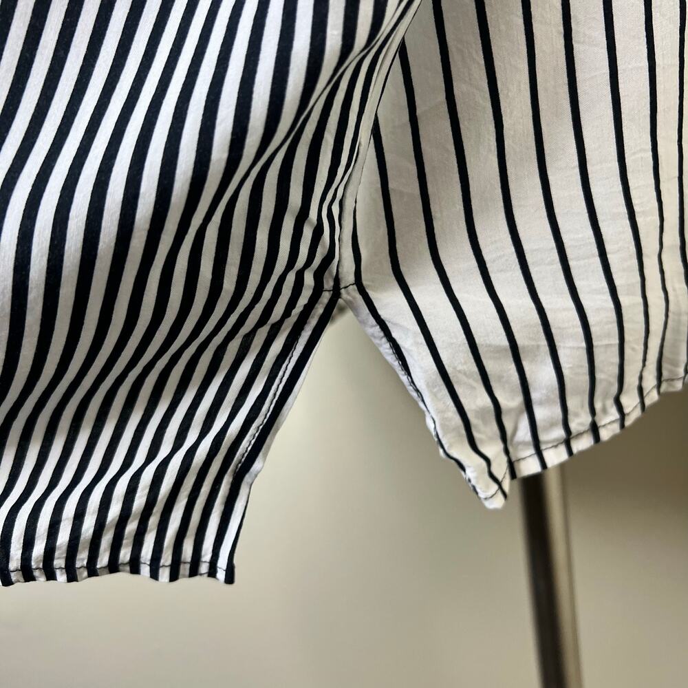 Jane and Delancey Top 3X Plus Black White Striped V-Neck Collared Casual Work - Picture 4 of 9